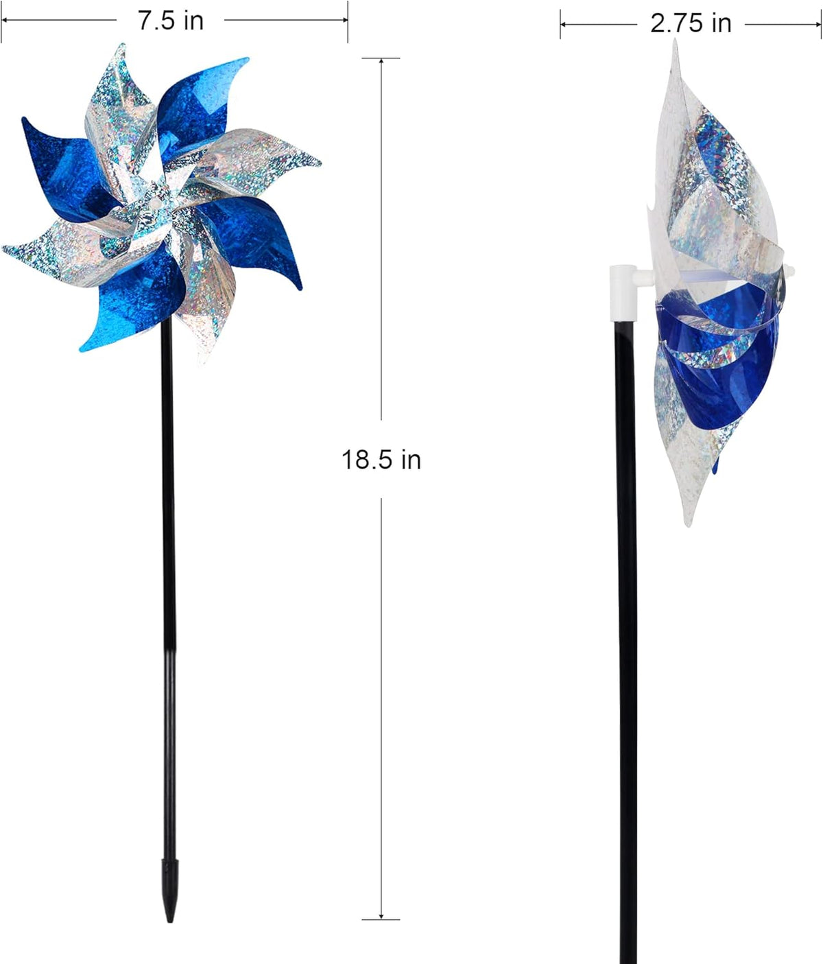 Hausse 10 Pack Reflective Pinwheels, Extra Sparkly Pinwheel, Bird Repellent Devices Deterrent to
