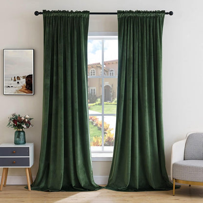 MIULEE Olive Green Velvet Curtains Thermal Insulated Blackout Curtain Drapes for Bedroom Living
