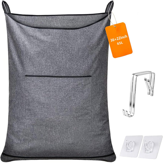 Hanging Laundry Hamper,Door Hanging Hamper with Width Opening, Over the Door Laundry bag with