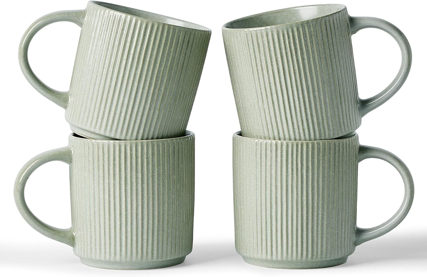 famiware Coffee Mug Set for 4, Star 12 oz Catering Mugs Cup Set with Handle for Coffee, Tea, Cocoa