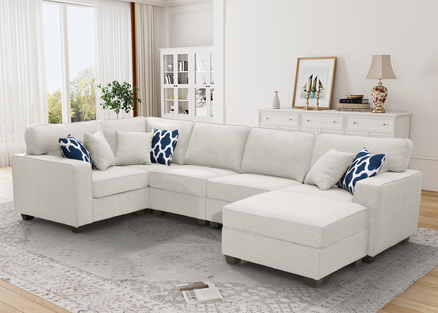L Lengend Vansen Modular Sectional Sofa U Shaped Couch with Ottoman Modern Reversible Corner