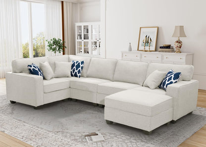 L Lengend Vansen Modular Sectional Sofa U Shaped Couch with Ottoman Modern Reversible Corner