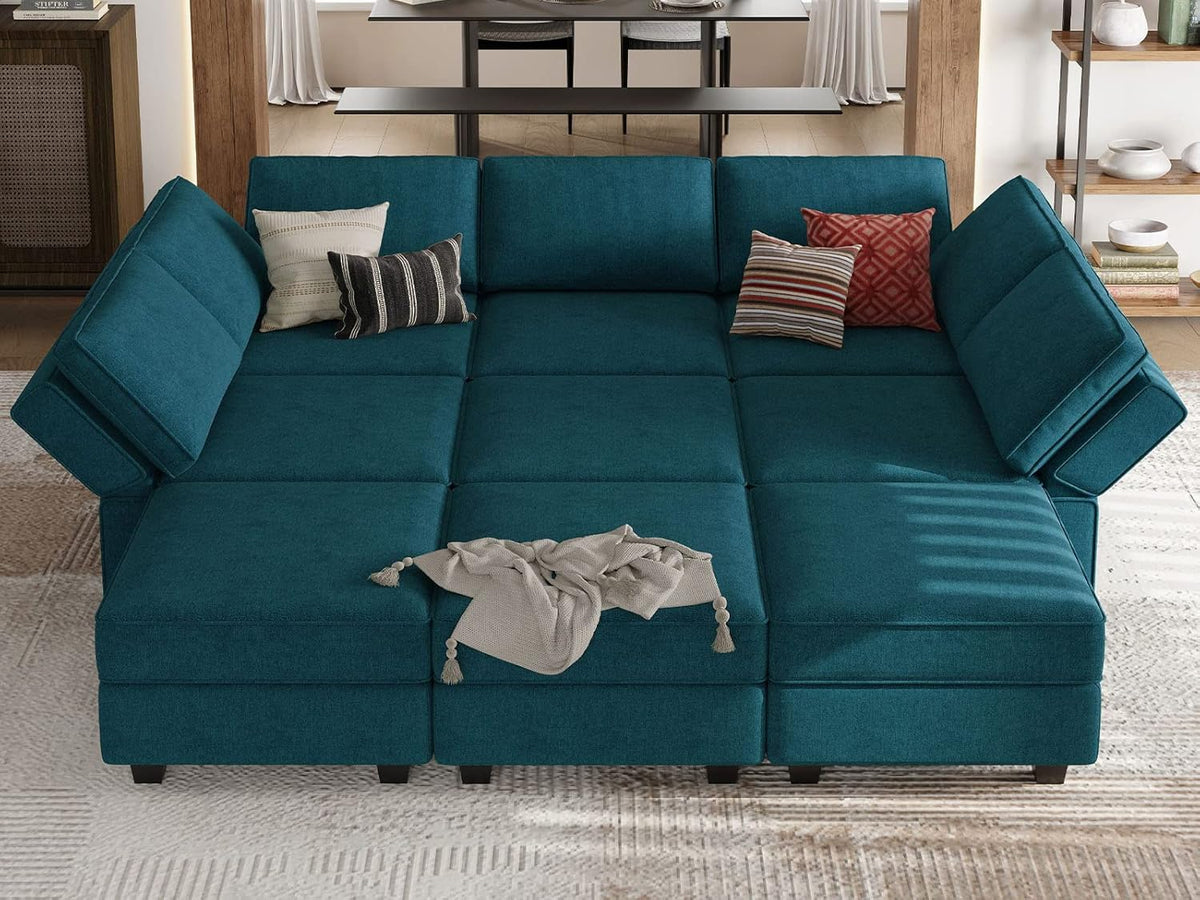 Belffin Modular Sectional Sleeper Sofa Couch with Storage Ottoman Convertible Sectional Couches for