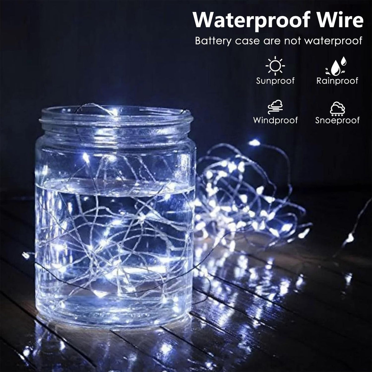4-Pack Fairy Lights Battery Operated with Remote & Timer & 8 Modes, Waterproof 16 FT 50 LED String