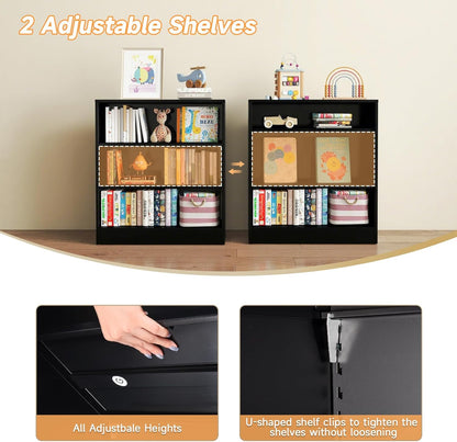 3-Tier Metal Open Shelf Bookcase, Bookcase with Adjustable Shelves, Floor Standing Book Shelf