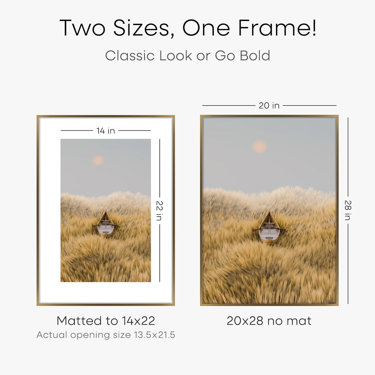 Homeforia Picture 20x28 Bronze Frame, High End Metal 20 x 28 Brass Poster Frames with Mat 14 x 22