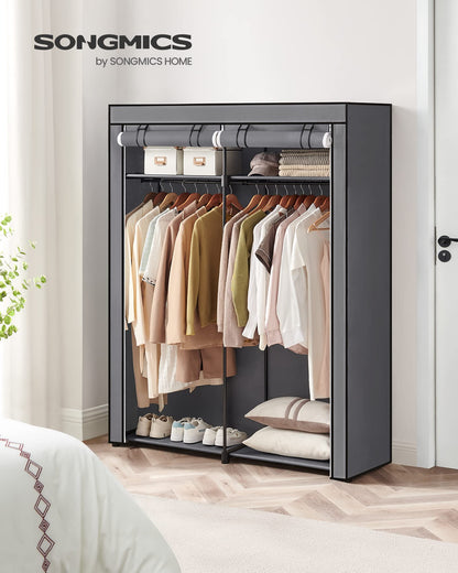 SONGMICS Closet Wardrobe, Portable Closet for Bedroom, Clothes Rail with Non-Woven Fabric Cover