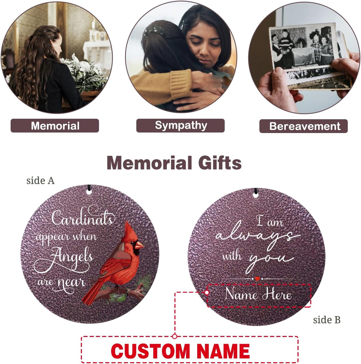 ASTARIN 36" Large Deep Tone Personalized Name Sympathy Wind Chimes, Cardinal Memorial Wind Chime