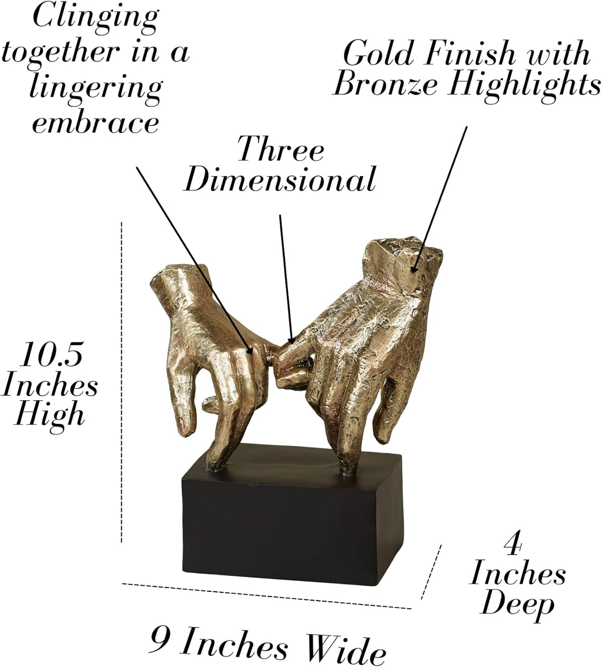 Touch of Class Lingering Hold Hands Table Sculpture Gold - Pinky Promise Statues - Desk Statue for
