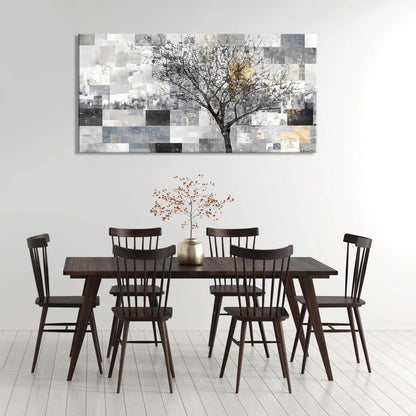 LASMOND Modern Abstract Tree Wall Art for Living Room Black and White Canvas Painting Wall Art