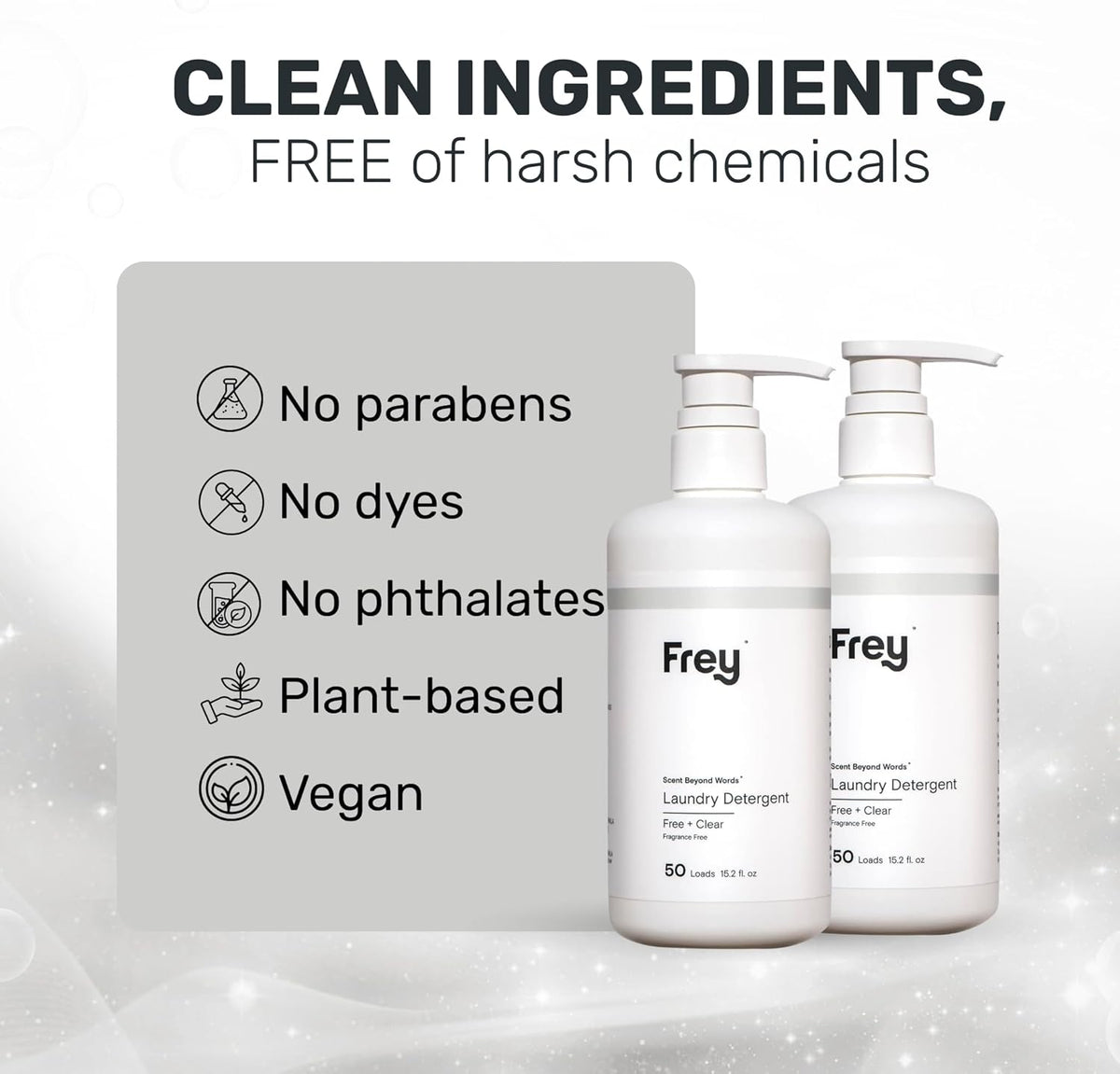 FREY Concentrated Liquid Laundry Detergent | Formulated for Sensitive Skin & HE Washers | Removes