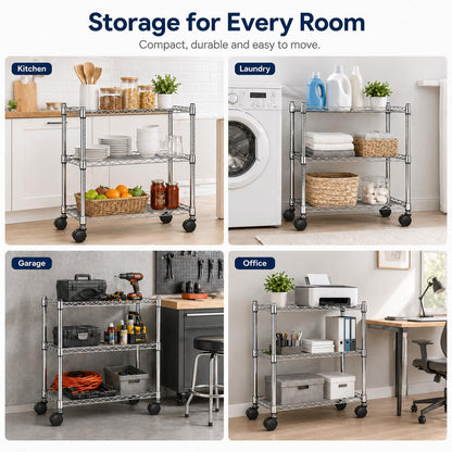 Simple Deluxe 3-Tier Storage Shelves, 750 Lbs Loading Capacity, 24.02" W x 13.78" D x 21.97" H