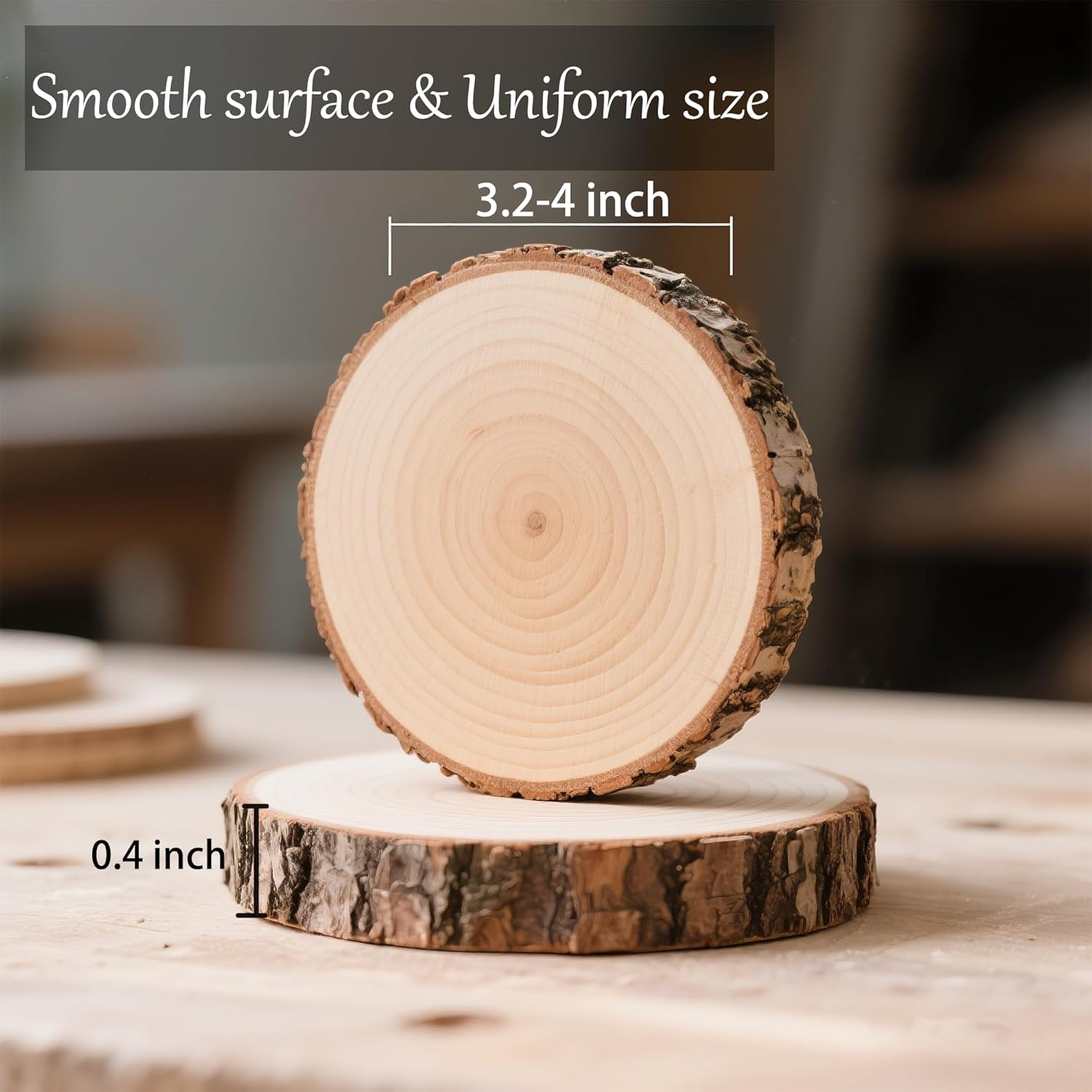 Unfinished Natural Wooden Slices 40 Pcs 3.2-4 Inch Wood Circles for Crafts DIY Christmas Ornament