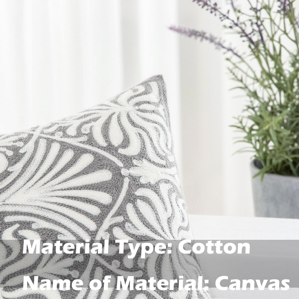 HWY 50 Grey Gray Decorative Lumbar Pillow Cover Rectangle 12x20 Inch (1 Piece), Embroidered Cotton