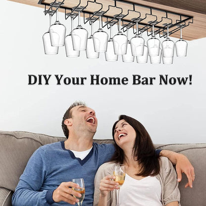 Xverycan Wine Glass Rack Under Cabinet, 8 Row Extreme Large Stemware Hanger, Metal Wine Goblet