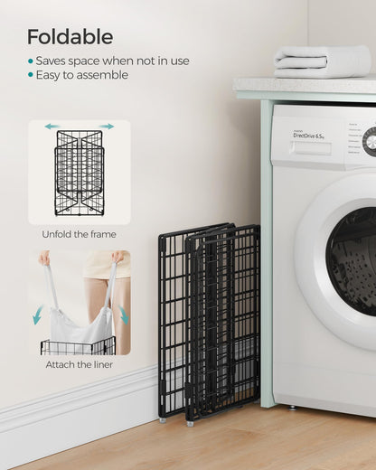 SONGMICS Laundry Hamper, 11 Gal. (50L) Laundry Basket, Collapsible Clothes Hamper, Removable and