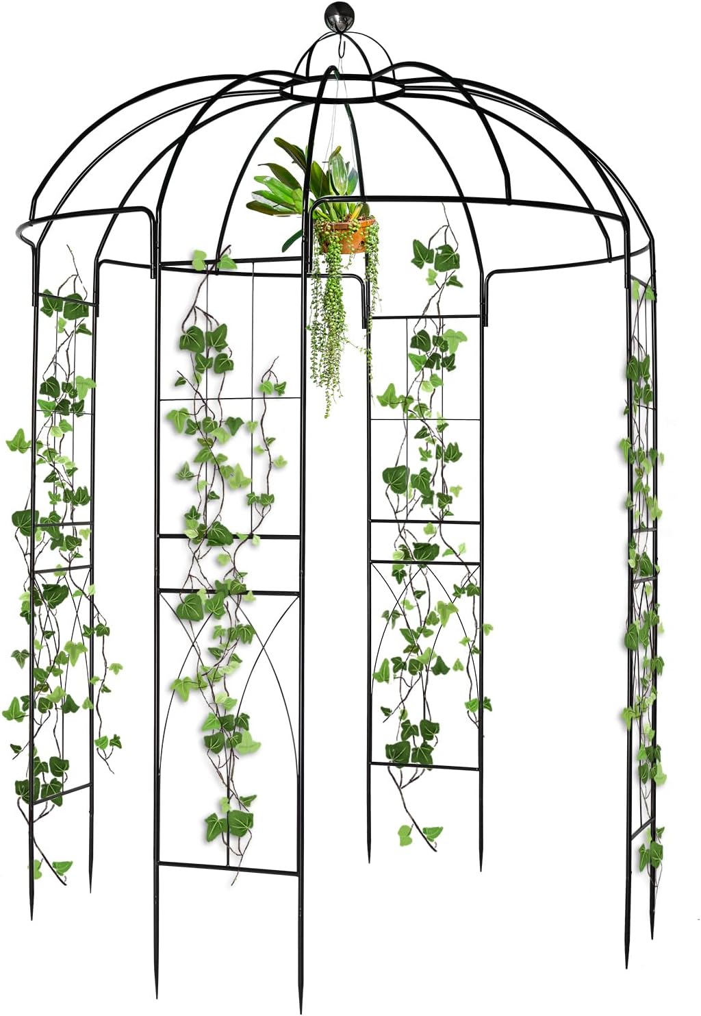 Outvita Garden Arch Arbor, Heavy Duty Metal Pergola Pavilion Trellis Birdcage Gazebo French Style