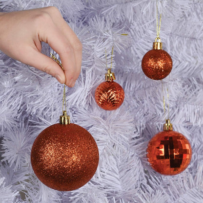 PREXTEX Christmas Tree Ornaments - Copper Orange Christmas Ball Ornaments Set for Christmas