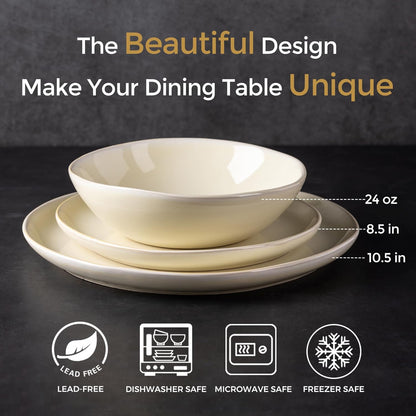 AmorArc Ceramic Dinnerware Sets,Handmade Reactive Glaze Plates and Bowls Sets,Highly Chip and Crack