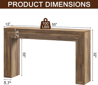 Rresyet 55 Inch Long Console Table, Sofa Table Behind Sofa, Wooden Entryway Table, Farmhouse