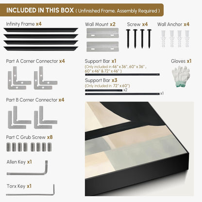 SIGNWIN 46"x72" Extra Large Framed Wall Art Modern Neutral Abstract Geometric in Black and Beige