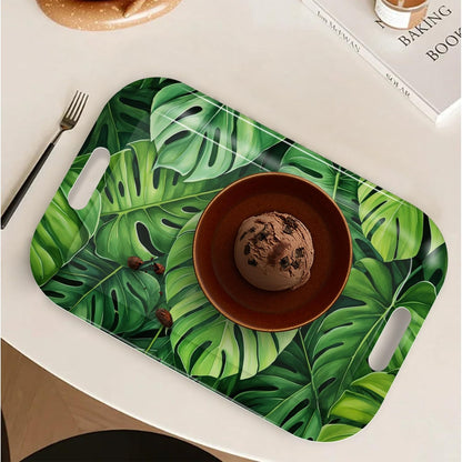 Serving Trays with Handles, 14.5 x 9.8 inch Rectangular Plastic Tray for Restaurant, Kitchen