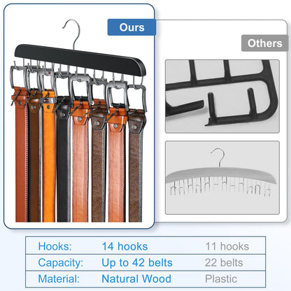 Belt Hanger for Closet Max 42 Belts, Belt Organizer Closet Accessories
