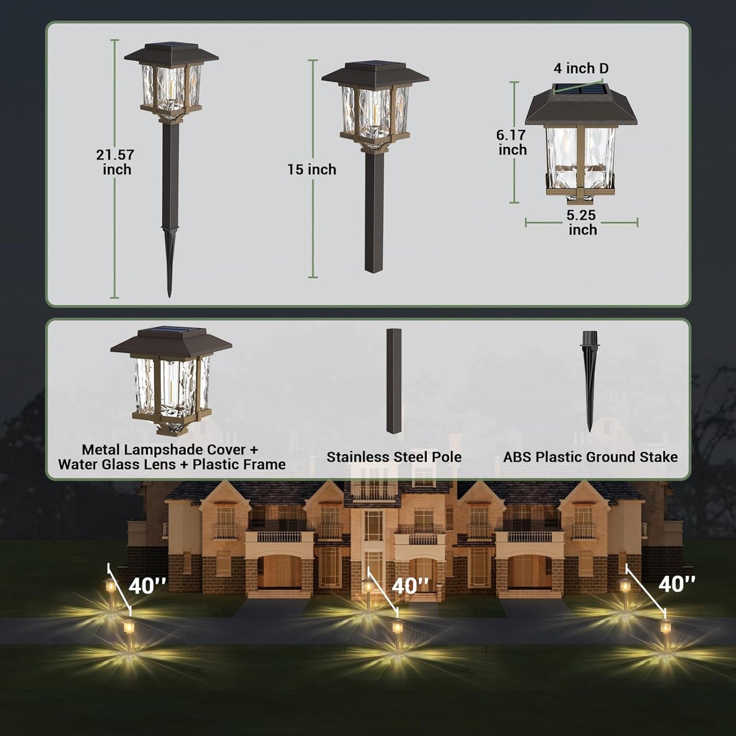 XMCOSY+ Solar Outdoor Lights Waterproof IP65, Solar-Powered Garden/Yard/Pathway Lights with Warm