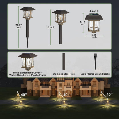 XMCOSY+ Solar Outdoor Lights Waterproof IP65, Solar-Powered Garden/Yard/Pathway Lights with Warm