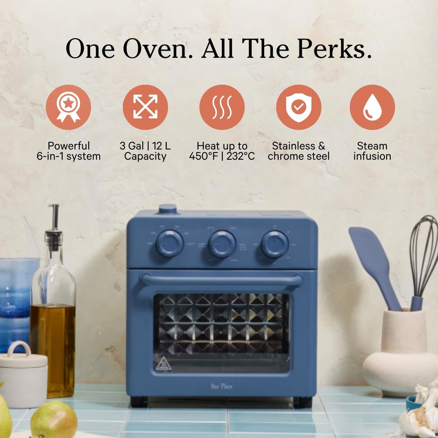 Our Place Wonder Oven | 6-in-1 Air Fryer & Toaster Oven with Steam Infusion | Compact, Countertop
