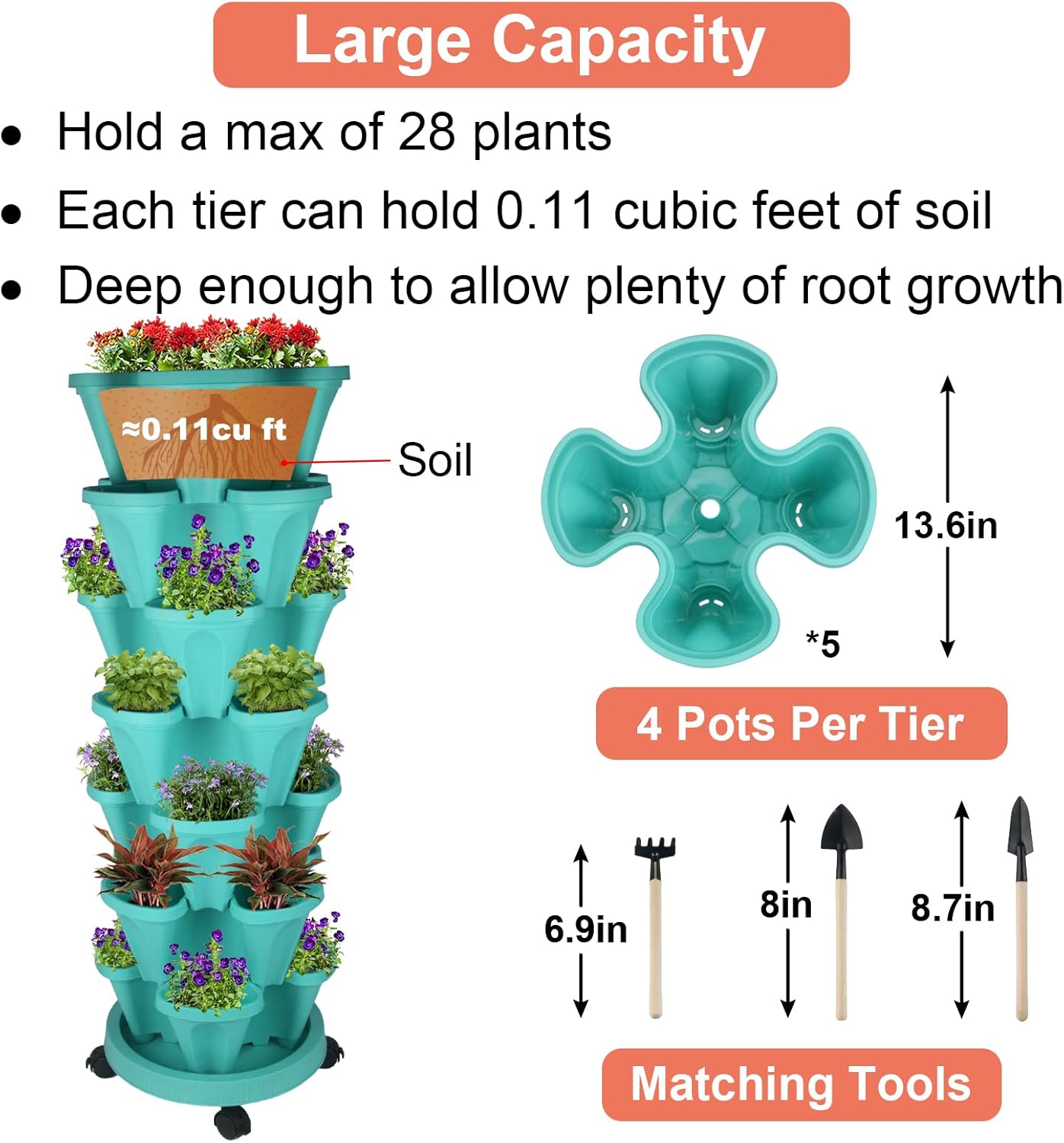 Vertical Planter 7 Tier Stackable Planters Garden Planters Strawberry Herb Flower and Vegetable