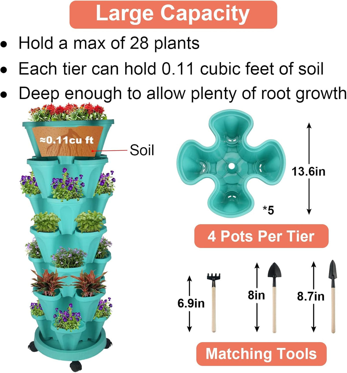 Vertical Planter 7 Tier Stackable Planters Garden Planters Strawberry Herb Flower and Vegetable