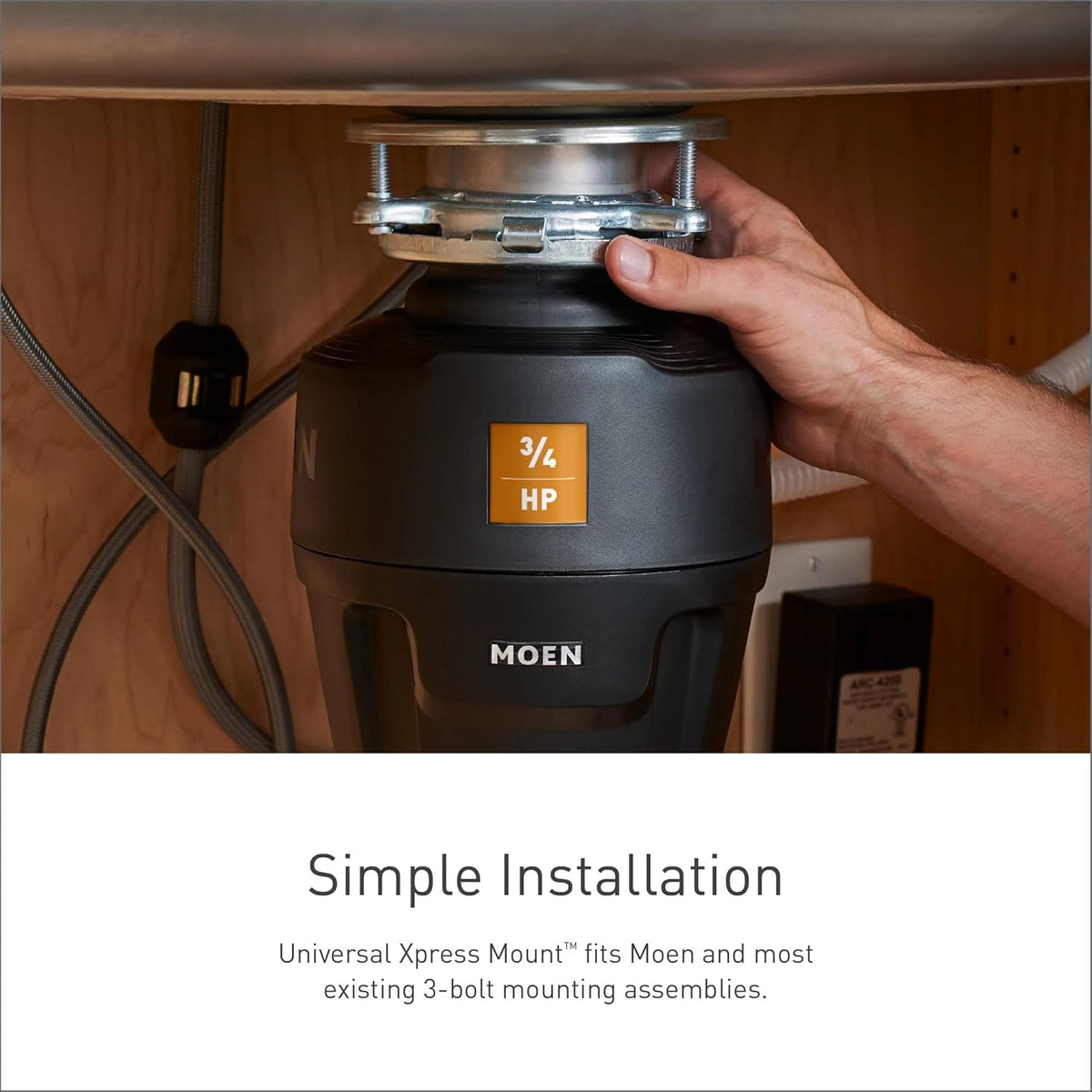 Moen Prep Series Disposer 1/2 Horsepower Continuous Feed Garbage Disposal featuring Fast Track