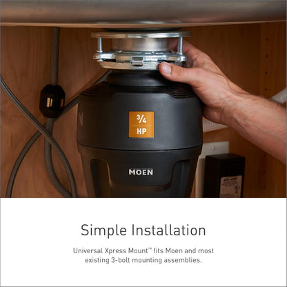 Moen Prep Series Disposer 1/2 Horsepower Continuous Feed Garbage Disposal featuring Fast Track