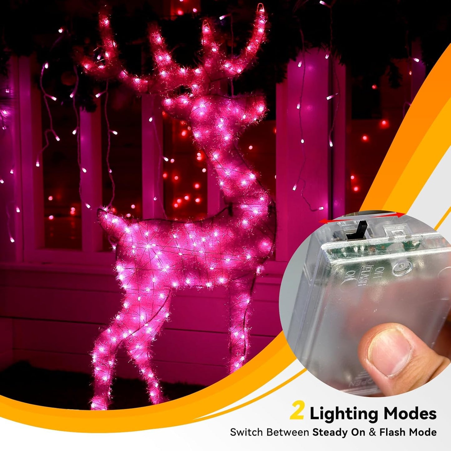 4 Pack 60LED Christmas Fairy Lights Battery Operated - 20FT Twinkle Lights with 2 Lighting Modes