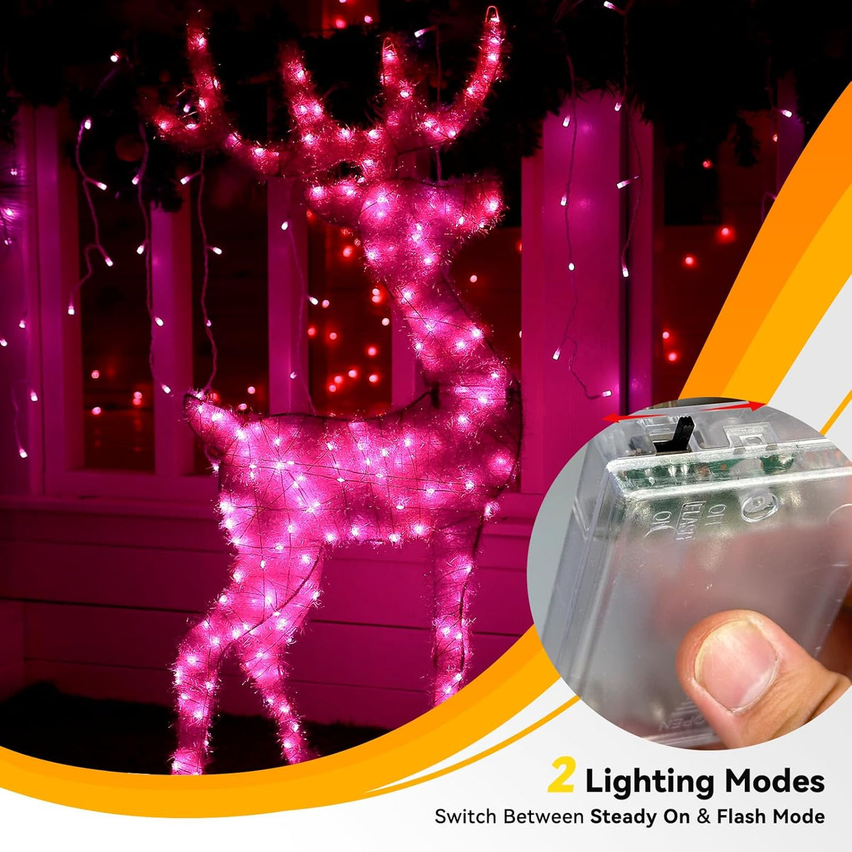 4 Pack 60LED Christmas Fairy Lights Battery Operated - 20FT Twinkle Lights with 2 Lighting Modes