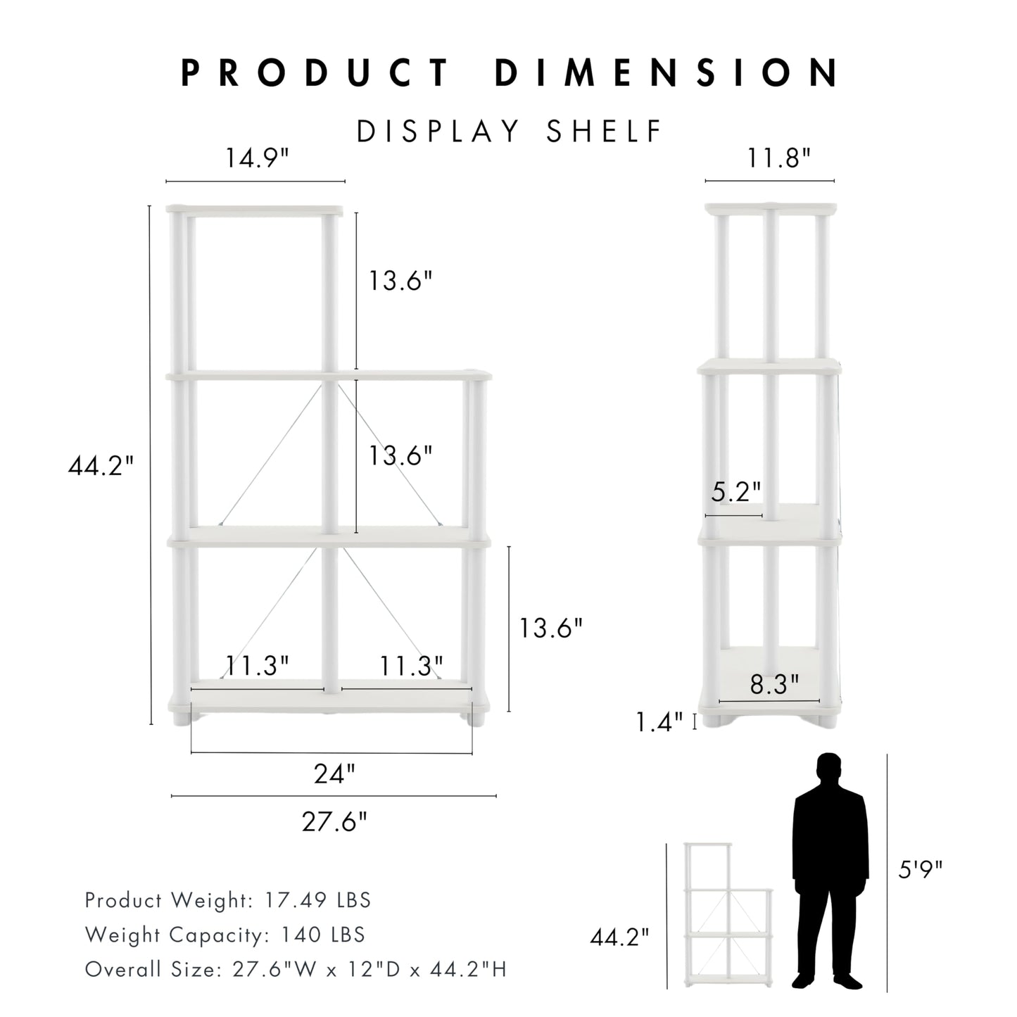 Homes: Inside + Out Apexa Modern 5-Cube Ladder Shelving Units, Collectibles Display Shelves, Easy