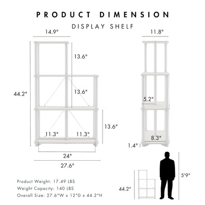 Homes: Inside + Out Apexa Modern 5-Cube Ladder Shelving Units, Collectibles Display Shelves, Easy