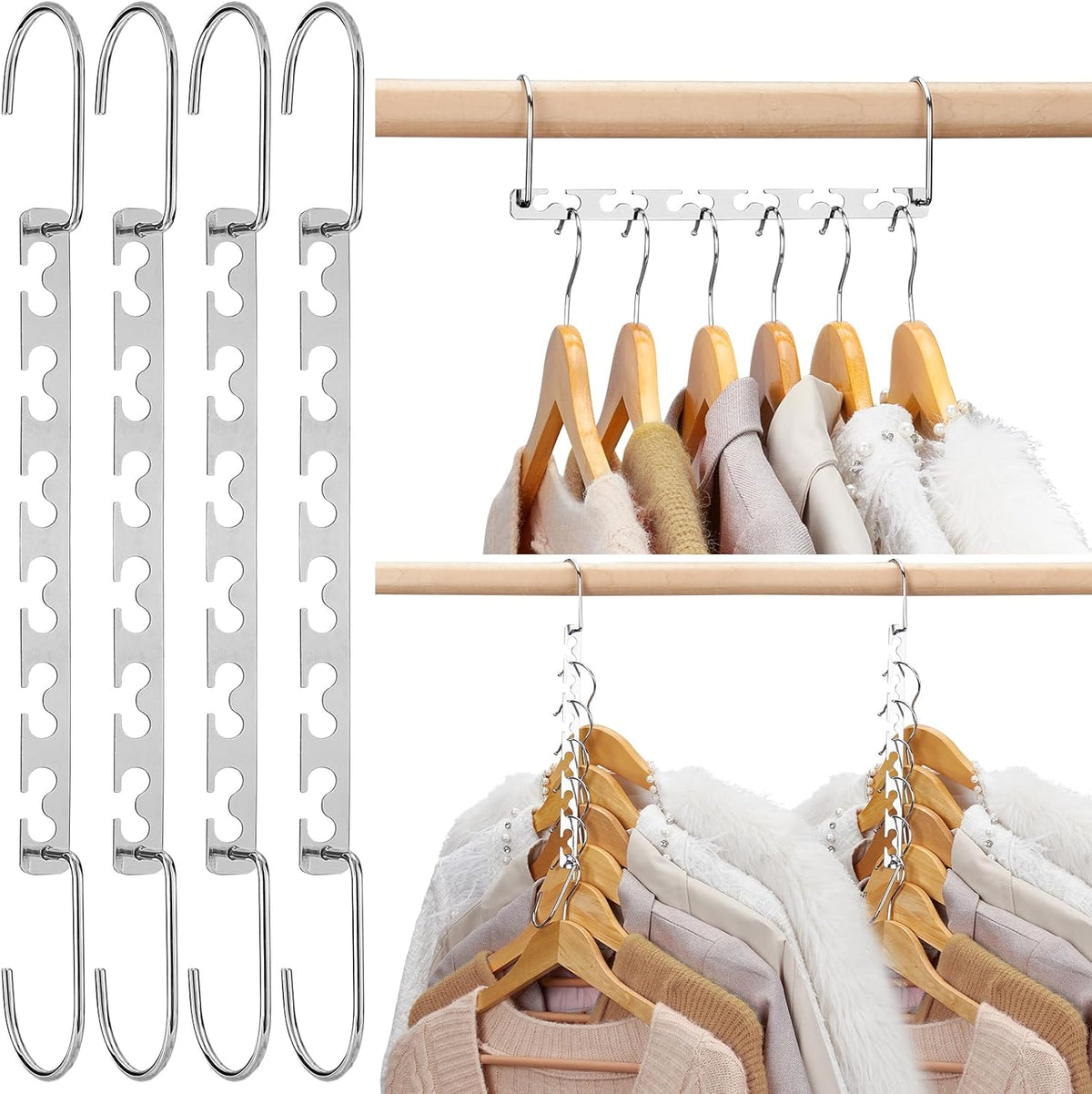 HOUSE DAY Space Saving Hangers for Clothes 6 Pack, Heavy Duty Hanger Organizer | 30 Lbs Capacity |
