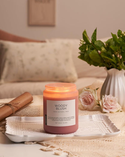 M&SENSE Rose Oud Wood Soy Candles 2 Wick, Large Scented Candles 19.4oz 110 Hour Long Lasting Burn