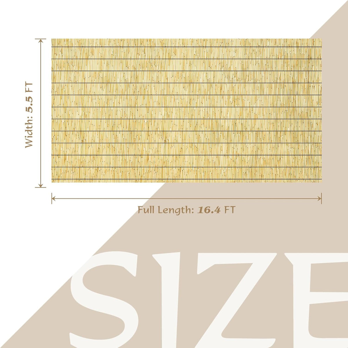 Natural Reed Fencing Rolls,5.5FT X 16.4FT Reed Screen Curtain Fence Covering Privacy Bamboo for
