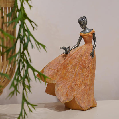 Guichifun Fairy Statue Collection Home Decoration - Orange Leaf Angel Girls Resin Home Decor for