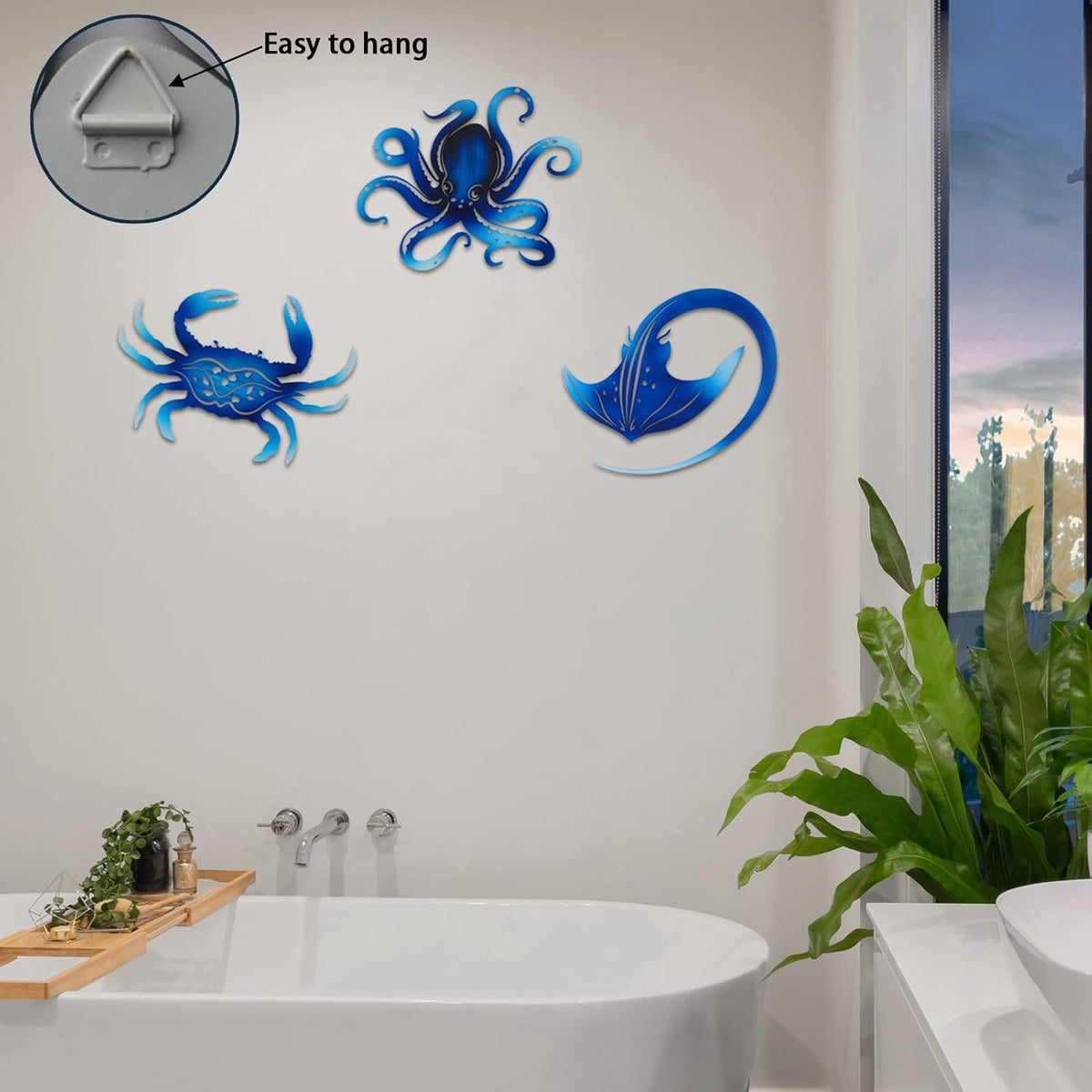 Metal Octopus Crab Manta Ray Coastal Nautical Ocean Decor Outdoor Metal Wall Art Decor Garden Pool