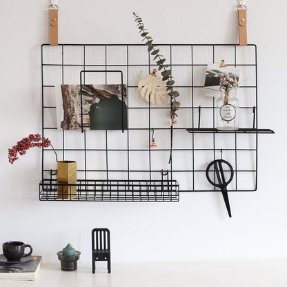 FRIADE Wall Grid Panel Hanging Basket with Hooks,Bookshelf,Display Shelf,Wall Organizer and Metal
