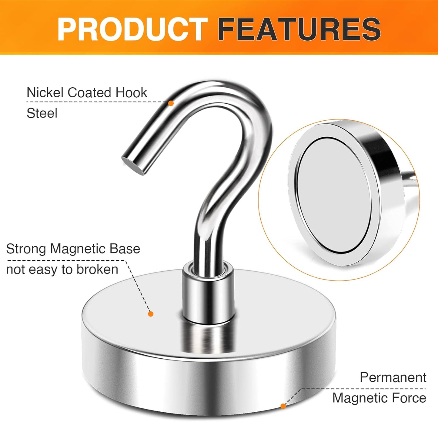 MIKEDE Strong Magnetic Hooks, 110Lbs Heavy Duty Magnetic Hooks for Cruise Cabin, Neodymium Earth