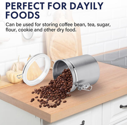 ENLOY 4-Piece Stainless Steel Airtight Food Storage Canister Set with Clear Lid, Containers Sets