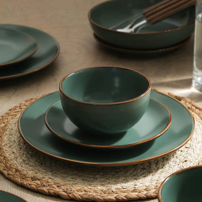 Stone Lain Brasa Modern Stoneware 16 Piece Dinnerware Sets, Plates and Bowls Sets, Dish Set for 4