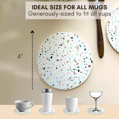 Terrazzo Drink Absorbent Coasters with Holder Set of 6, Ceramic Coaster for Drinks, Coffee Table
