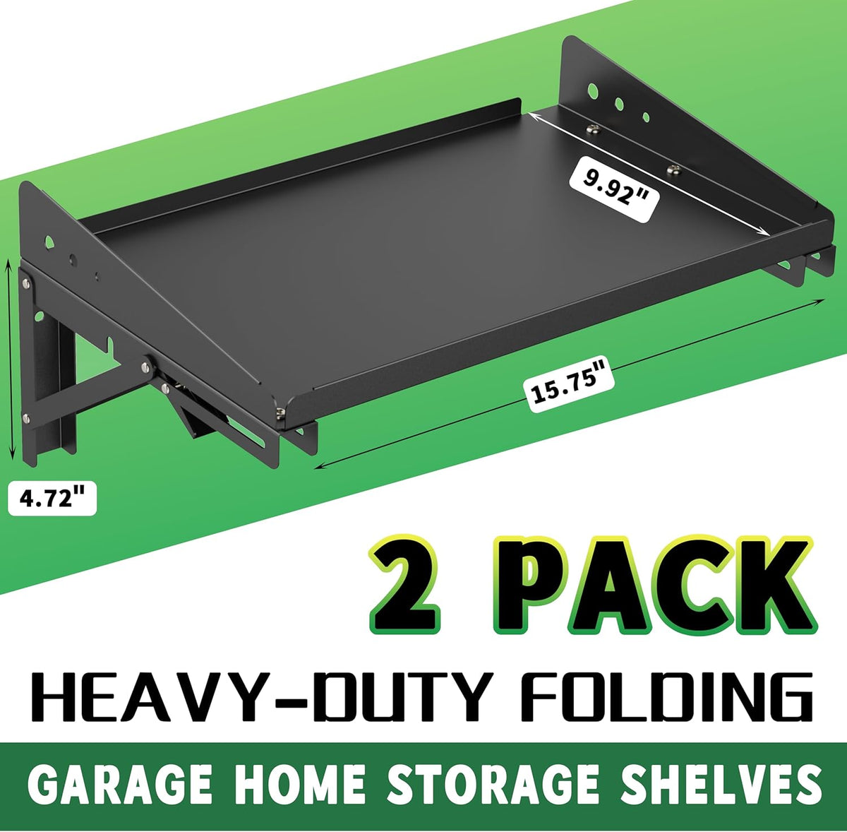 ULIBERMAGNET Garage Folding Storage Rack Shelves,100LB Metal Wall Mounted Adjustable Rail Shelf for