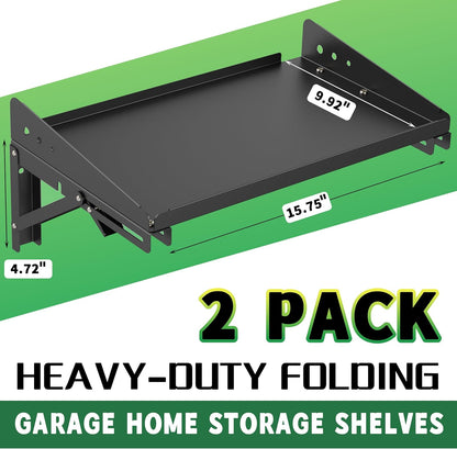 ULIBERMAGNET Garage Folding Storage Rack Shelves,100LB Metal Wall Mounted Adjustable Rail Shelf for